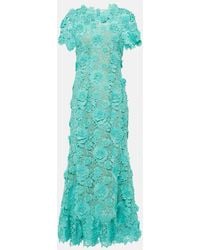Oscar de la Renta - Vestido Midi De Guipur Floral - Lyst