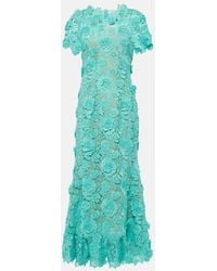 Oscar de la Renta - Robe Midi En Dentelle A Fleurs - Lyst