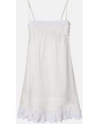 Saint Laurent - Lace-Trimmed Cotton Slip Dress - Lyst