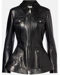 McQueen - Peplum Leather Jacket - Lyst