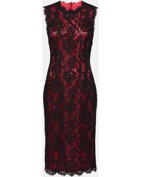 Dolce & Gabbana - Cotton-Blend Lace Midi Dress - Lyst