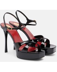 Saint Laurent - Debbie 85 Patent Leather Platform Sandals - Lyst