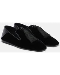 Jimmy Choo - Eliot Slipper Leather-Trimmed Velvet Slip-On Shoes - Lyst