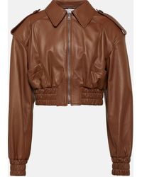 GIUSEPPE DI MORABITO - Cropped Leather Bomber Jacket - Lyst