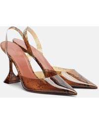 AMINA MUADDI - Holli Snake-Print Pvc Slingback Pumps - Lyst