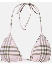 Burberry - Check Bikini Top - Lyst