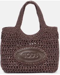 Tod's - Logo Raffia Tote Bag - Lyst