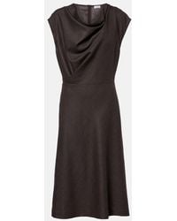Brunello Cucinelli - Draped Wool-Blend Midi Dress - Lyst