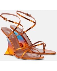 Paris Texas - Wedge-Sandalen Nina 105 Aus Metallic-Leder - Lyst