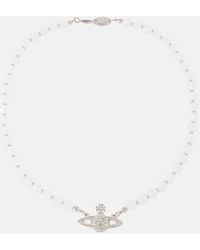 Vivienne Westwood - Messaline Platinum-Plated Crystal Choker - Lyst