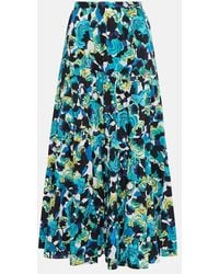 Diane von Furstenberg - High-rise Printed Cotton-blend Midi Skirt - Lyst