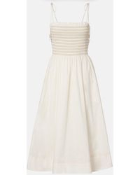 Veronica Beard - Kaela Smocked Cotton Midi Dress - Lyst