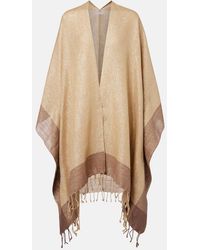Brunello Cucinelli - Fringed Linen-Blend Lame Poncho - Lyst