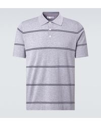 Brunello Cucinelli - Striped Cotton Polo Shirt - Lyst