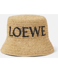 Loewe - Paula's Ibiza Logo Raffia Bucket Hat - Lyst