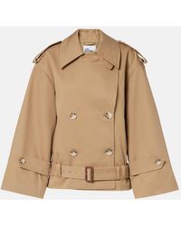Self-Portrait - Cropped Gabardine Trench Coat - Lyst