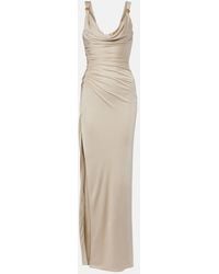 Versace - Medusa Ruched Jersey Gown - Lyst