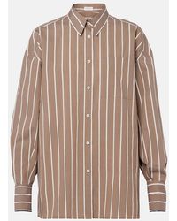 Brunello Cucinelli - Monili Striped Cotton-Blend Poplin Shirt - Lyst