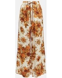 ALÉMAIS - Pantalones Derby anchos de seda floral - Lyst