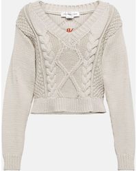 Victoria Beckham - Cable-knit Cotton-blend Sweater - Lyst