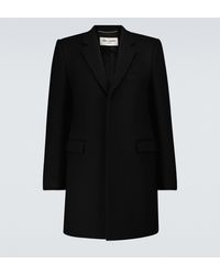 Saint Laurent Einreihiger Mantel aus Wolle - Schwarz