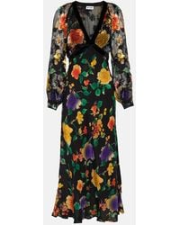 RIXO London - Ayla Floral-print Silk Midi Dress - Lyst
