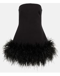 Safiyaa - Strapless Feather-trimmed Minidress - Lyst