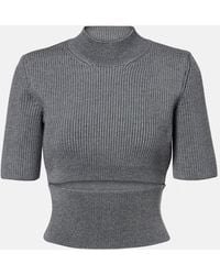 Alaïa - Ribbed-Knit Cutout Wool-Blend Top - Lyst
