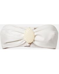 Adriana Degreas - Embellished Cotton-Blend Bandeau Top - Lyst