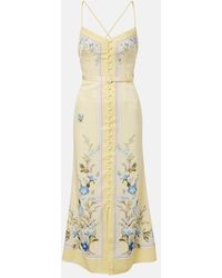 Self-Portrait - Floral Silk Satin Maxi Dress - Lyst
