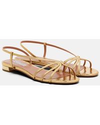 Aquazzura - Talk To Me Snake-Effect Leather Sandals - Lyst