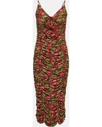 Magda Butrym - Floral-applique Ruched Jersey Midi Dress - Lyst