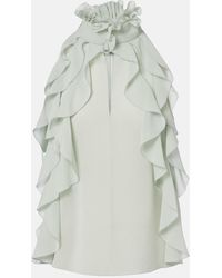 McQueen - Top En Soie A Volants - Lyst