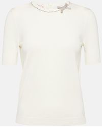 Valentino - Camiseta de lana virgen adornada - Lyst
