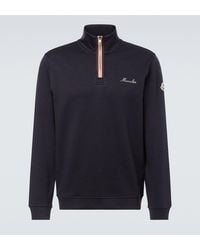 Moncler - Cotton Jersey Half-Zip Sweatshirt - Lyst