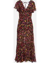 RIXO London - Delicia Floral-print Metallic Fil Coupé Chiffon Maxi Dress - Lyst