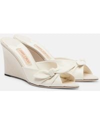Jimmy Choo - Livi Leather-Trimmed Canvas Wedge Mules - Lyst