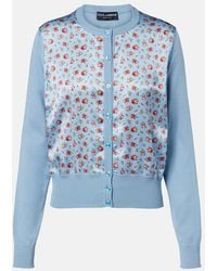 Dolce & Gabbana - Floral Paneled Silk Satin Cardigan - Lyst