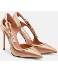 Aquazzura - Soave 105 Bow-Detail Satin Pumps - Lyst