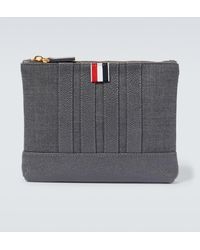 Thom Browne - 4-bar Leather-trimmed Pouch - Lyst