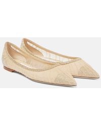 Jimmy Choo - Love Glitter Tulle Ballet Flats - Lyst