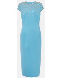 Oscar de la Renta - Crystal-Embellished Wool-Blend Midi Dress - Lyst