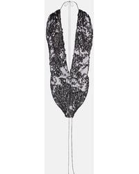 Victoria Beckham - Sequined Halterneck Tulle Bodysuit - Lyst