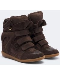 Isabel Marant - Bekett Shearling-Lined Suede Wedge Sneakers - Lyst