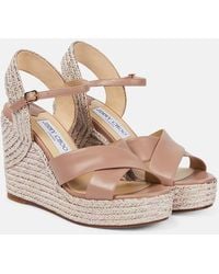 Jimmy Choo - Dellena 100 Leather Wedge Sandals - Lyst