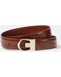 Saint Laurent - Reversible Croc-Effect Leather Belt - Lyst