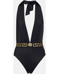 Versace - Greca Halterneck Swimsuit - Lyst