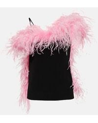 The Attico - Feather-Trimmed Knitted Top - Lyst