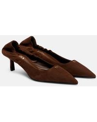 Prada - 55 Logo Suede Pumps - Lyst