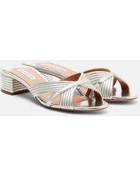 Aquazzura - Sundance Metallic Leather Sandals - Lyst